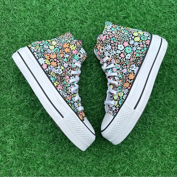Converse Chuck Taylor All Star Lift Platform Hi Allover Florals Pale Surplus - Picture 10 of 13
